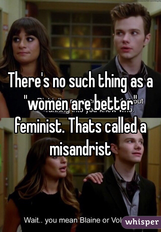 There's no such thing as a "women are better" feminist. Thats called a misandrist 