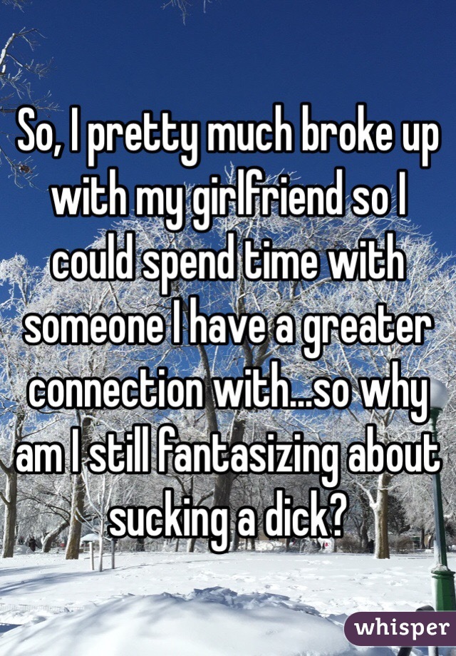 So, I pretty much broke up with my girlfriend so I could spend time with someone I have a greater connection with...so why am I still fantasizing about sucking a dick? 