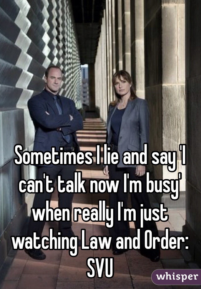 Sometimes I lie and say 'I can't talk now I'm busy' when really I'm just watching Law and Order: SVU