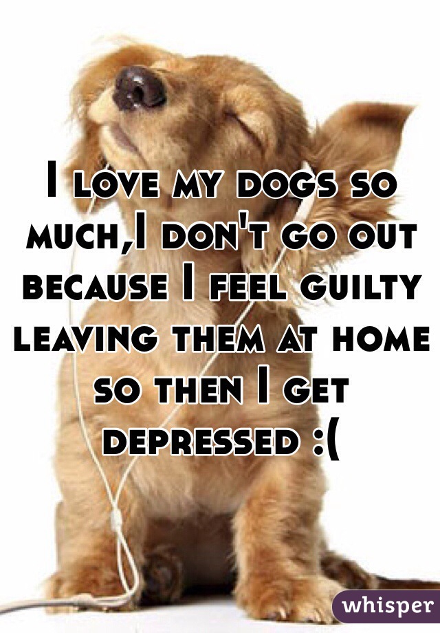 I love my dogs so much,I don't go out because I feel guilty leaving them at home so then I get depressed :(