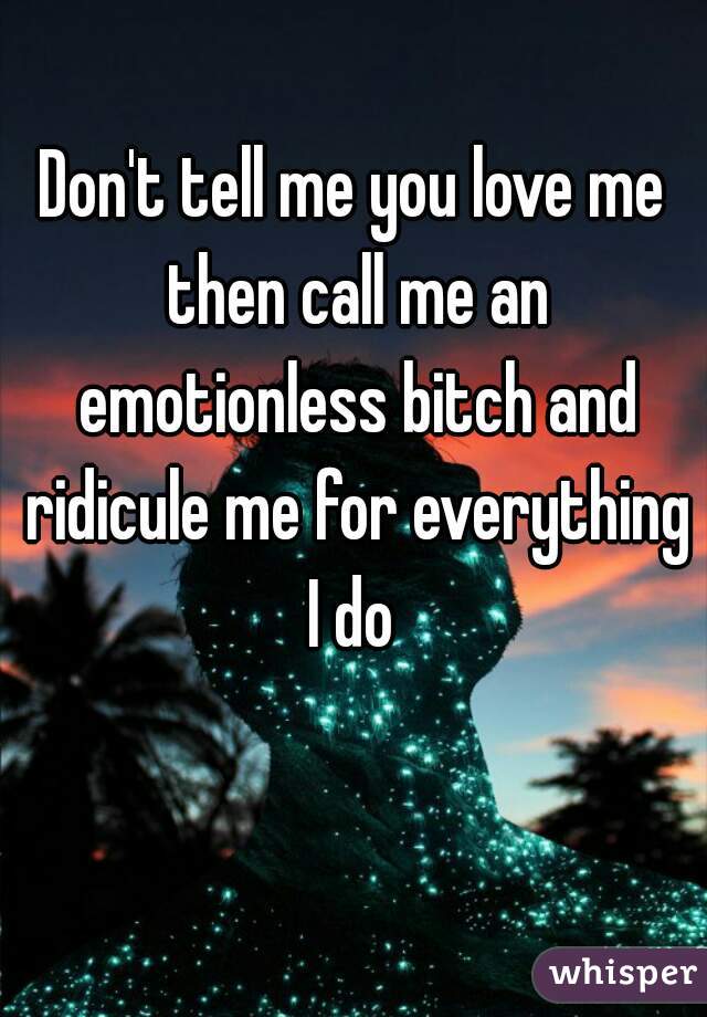 Don't tell me you love me then call me an emotionless bitch and ridicule me for everything I do 
