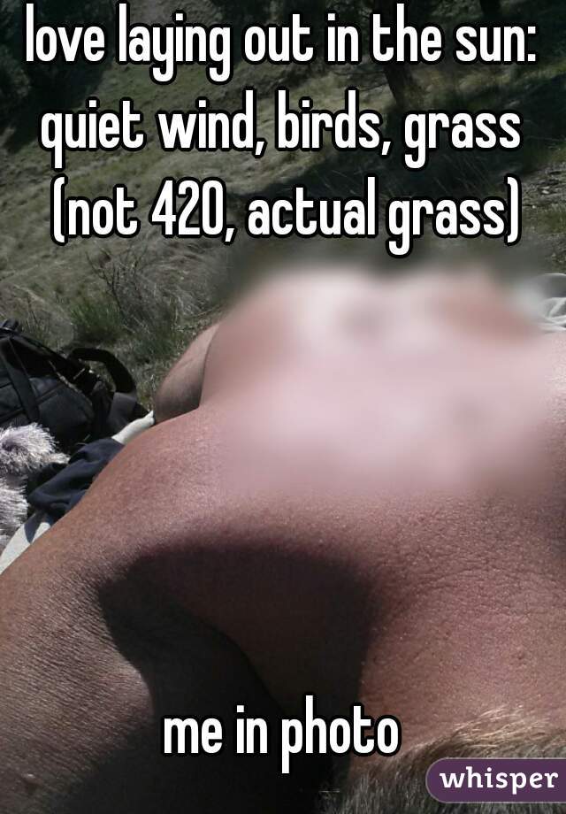 love laying out in the sun:
quiet wind, birds, grass (not 420, actual grass)





me in photo
