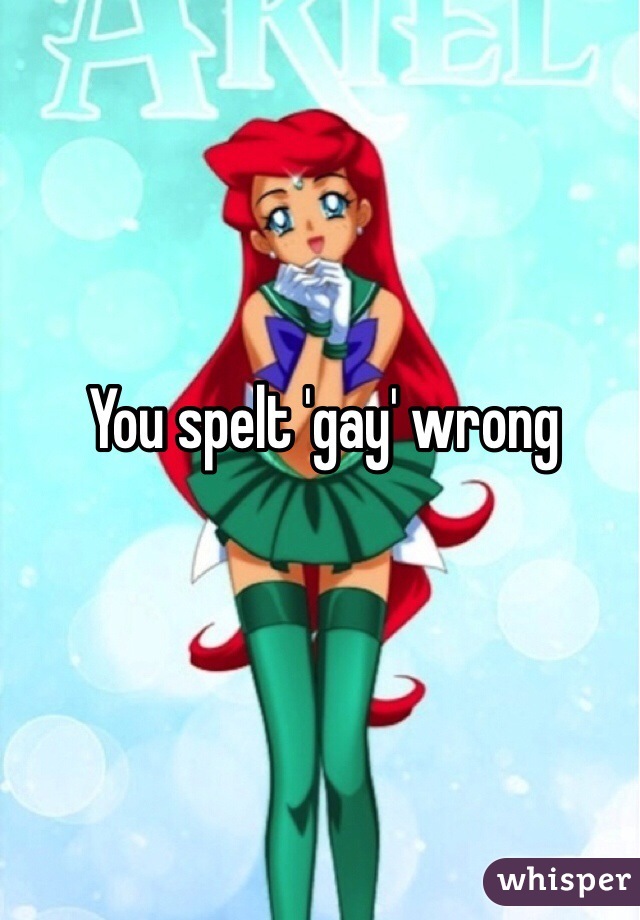You spelt 'gay' wrong