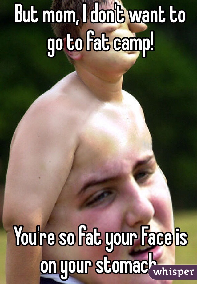 But mom, I don't want to go to fat camp!






You're so fat your Face is on your stomach.