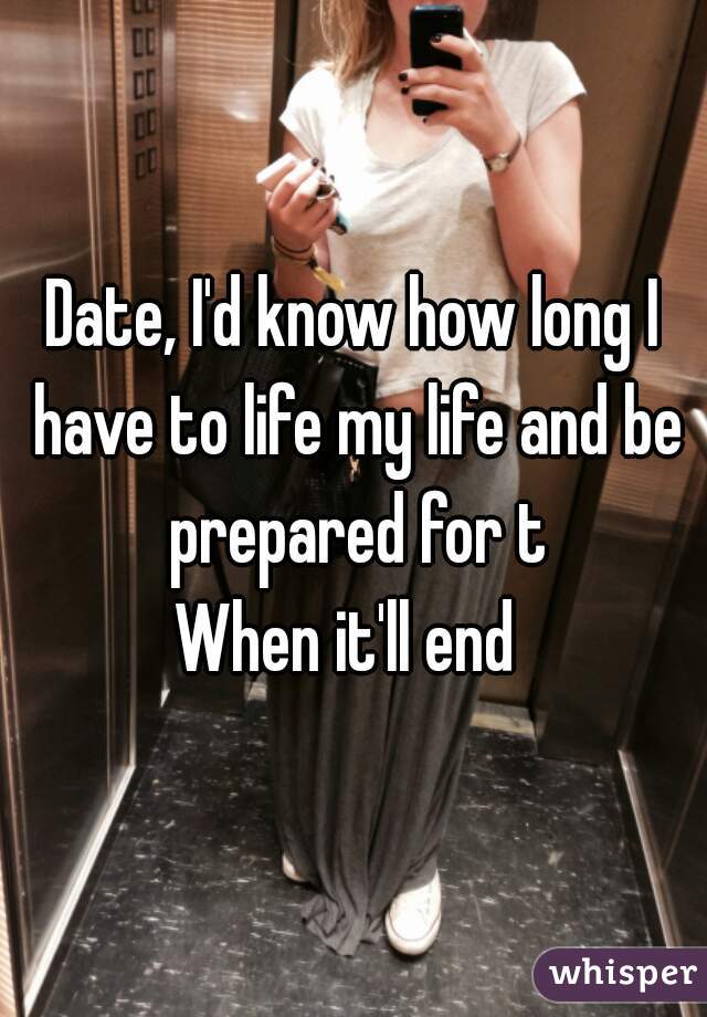 Date, I'd know how long I have to life my life and be prepared for t
When it'll end 
