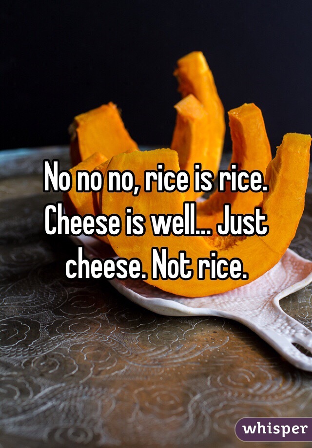 No no no, rice is rice. Cheese is well... Just cheese. Not rice. 