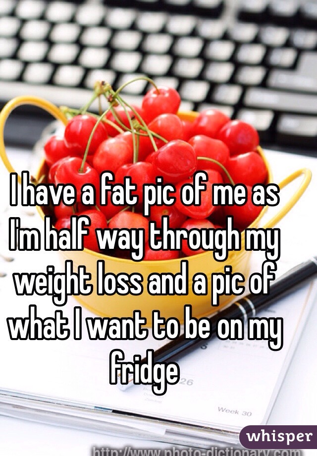 I have a fat pic of me as I'm half way through my weight loss and a pic of what I want to be on my fridge