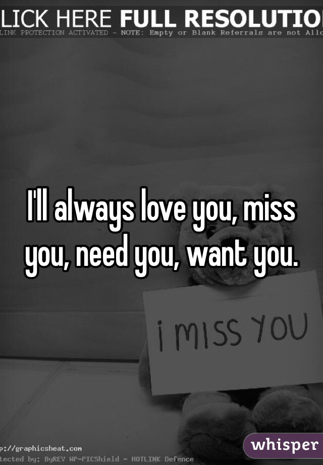 I'll always love you, miss you, need you, want you. 