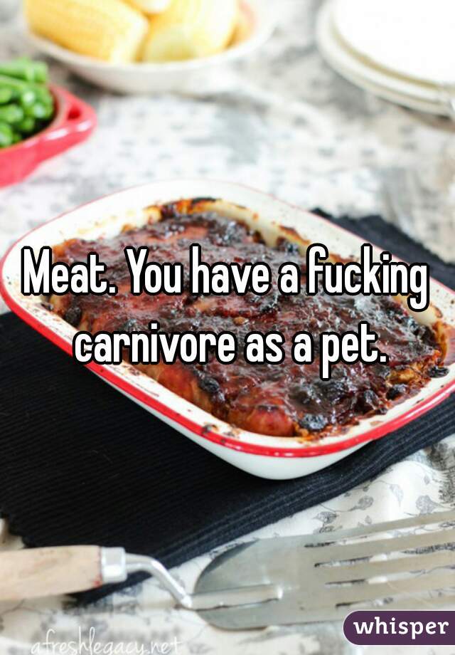 Meat. You have a fucking carnivore as a pet.