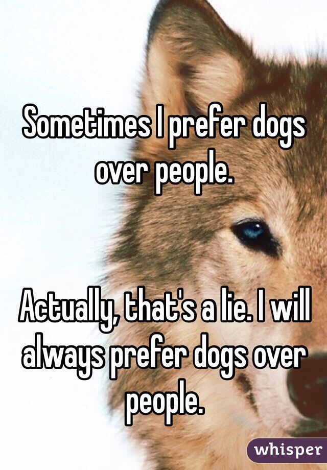 Sometimes I prefer dogs over people. 


Actually, that's a lie. I will always prefer dogs over people.