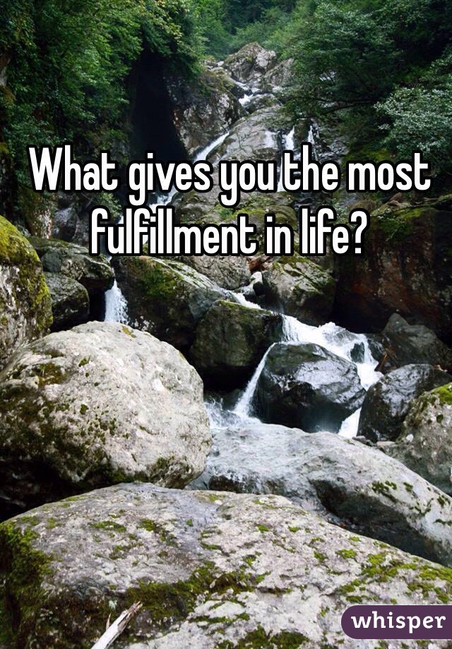 What gives you the most fulfillment in life?