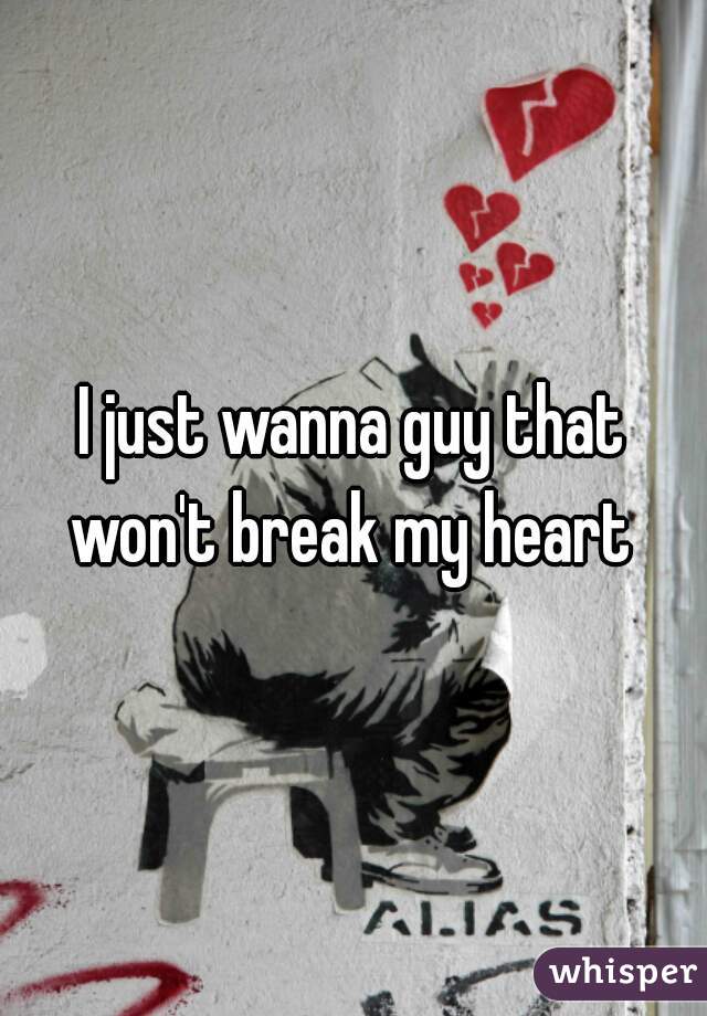I just wanna guy that won't break my heart 