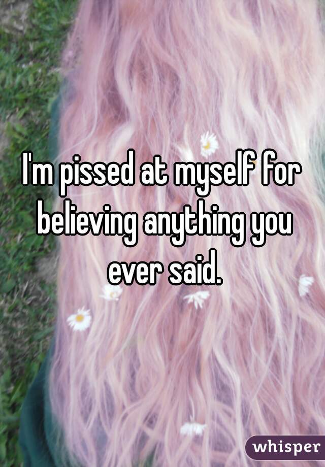 I'm pissed at myself for believing anything you ever said.