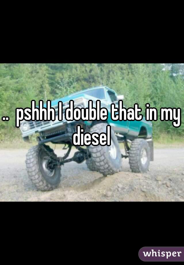 ..  pshhh I double that in my diesel 