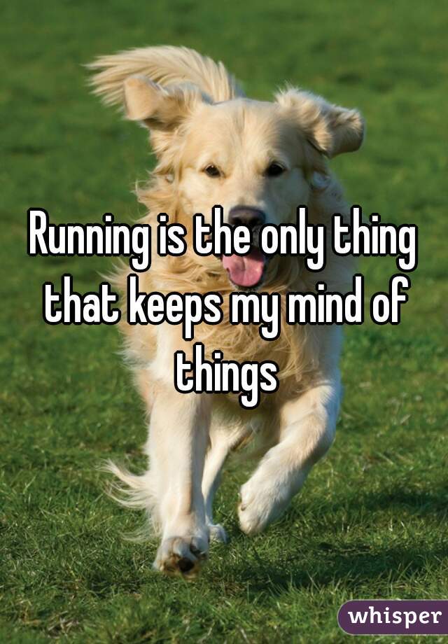 Running is the only thing that keeps my mind of things