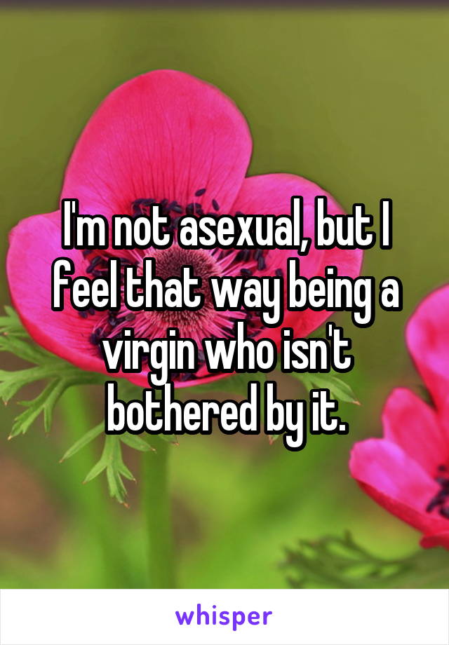 I'm not asexual, but I feel that way being a virgin who isn't bothered by it.