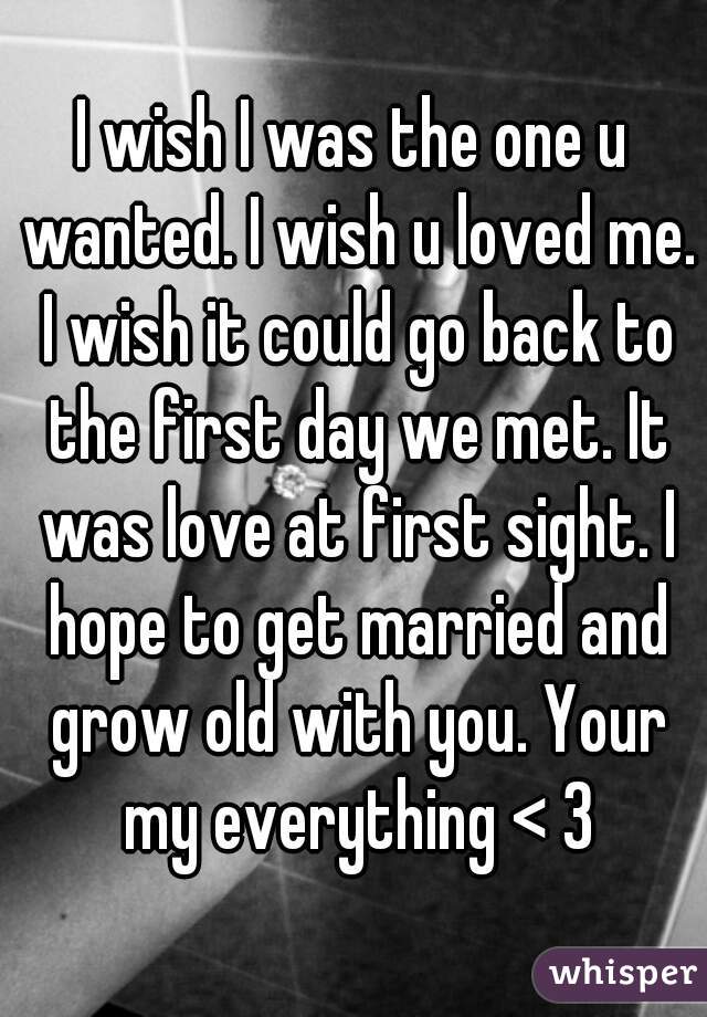 I wish I was the one u wanted. I wish u loved me. I wish it could go back to the first day we met. It was love at first sight. I hope to get married and grow old with you. Your my everything < 3