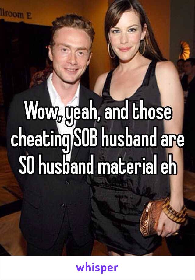 Wow, yeah, and those cheating SOB husband are SO husband material eh