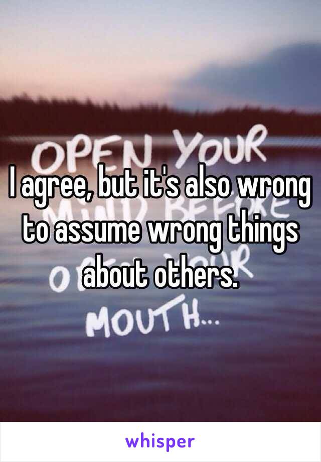 I agree, but it's also wrong to assume wrong things about others.