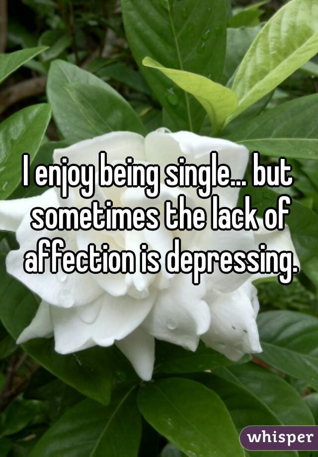 I enjoy being single... but sometimes the lack of affection is depressing.