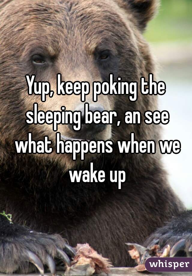 Yup, keep poking the sleeping bear, an see what happens when we wake up