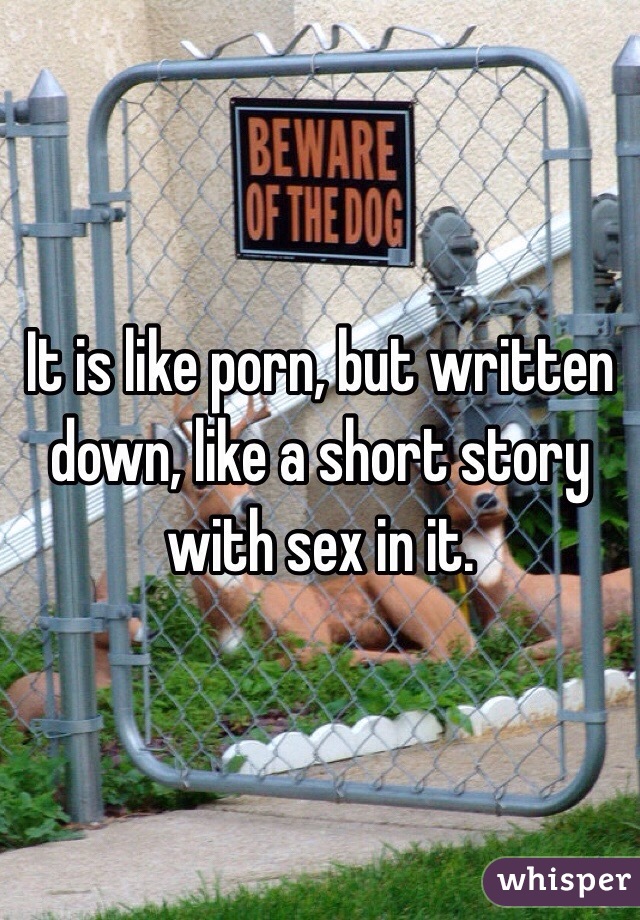 It is like porn, but written down, like a short story with sex in it.