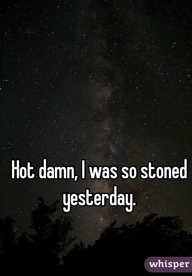 Hot damn, I was so stoned yesterday.