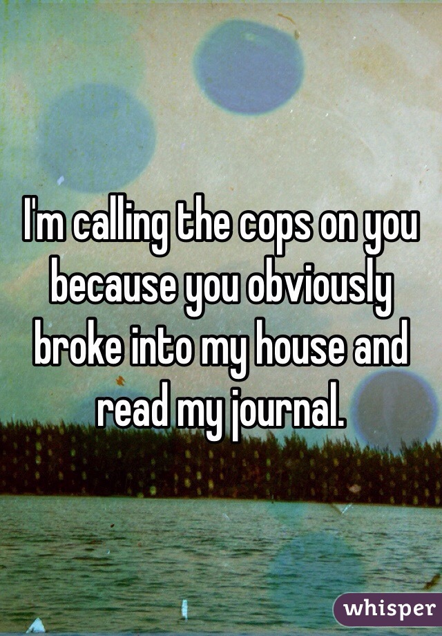 I'm calling the cops on you because you obviously broke into my house and read my journal.