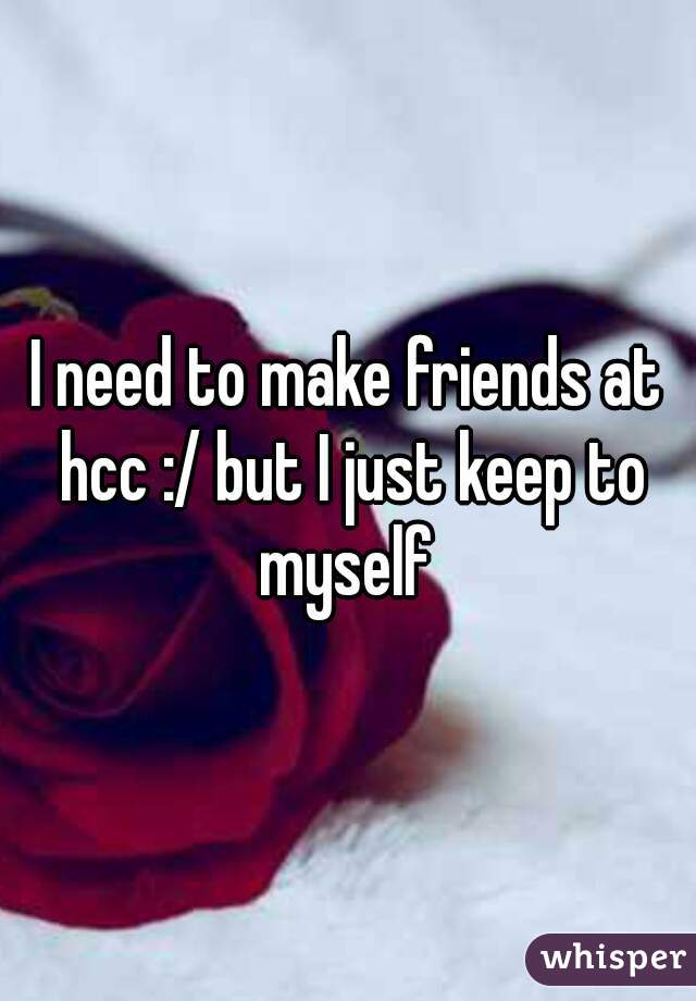 I need to make friends at hcc :/ but I just keep to myself 