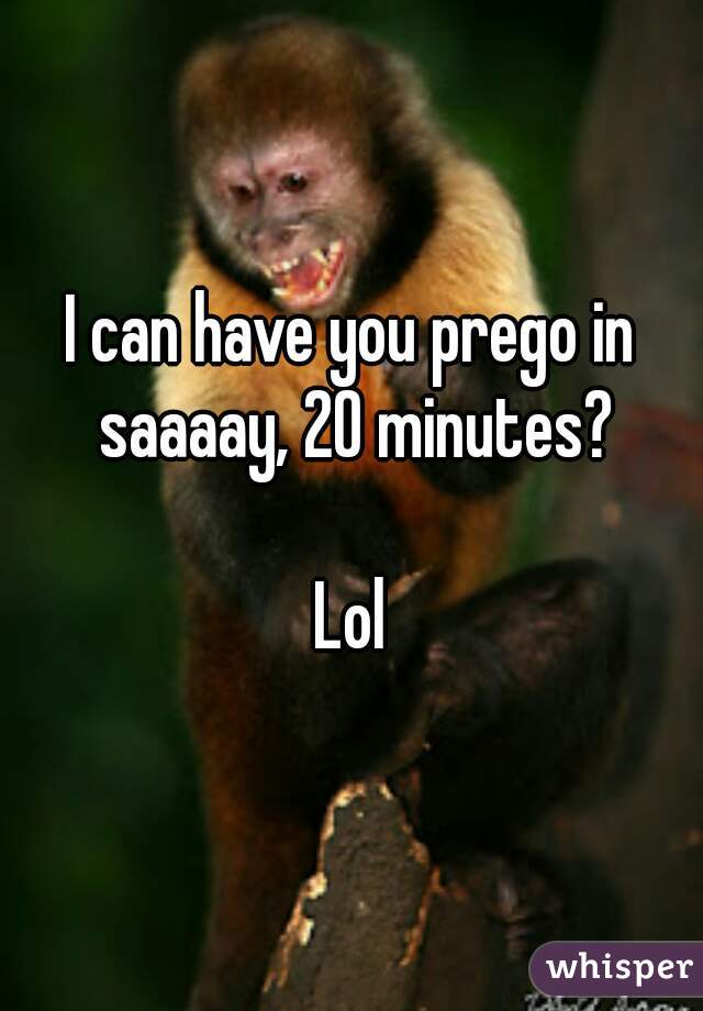 I can have you prego in saaaay, 20 minutes?

Lol