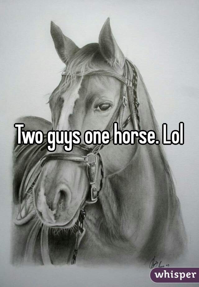 Two guys one horse. Lol