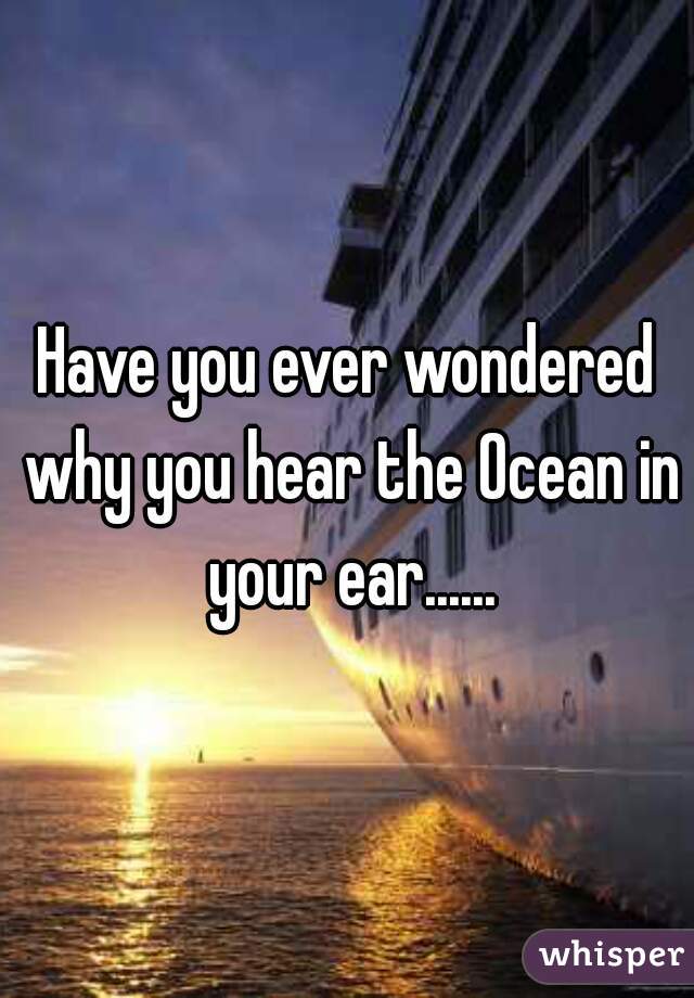 Have you ever wondered why you hear the Ocean in your ear......