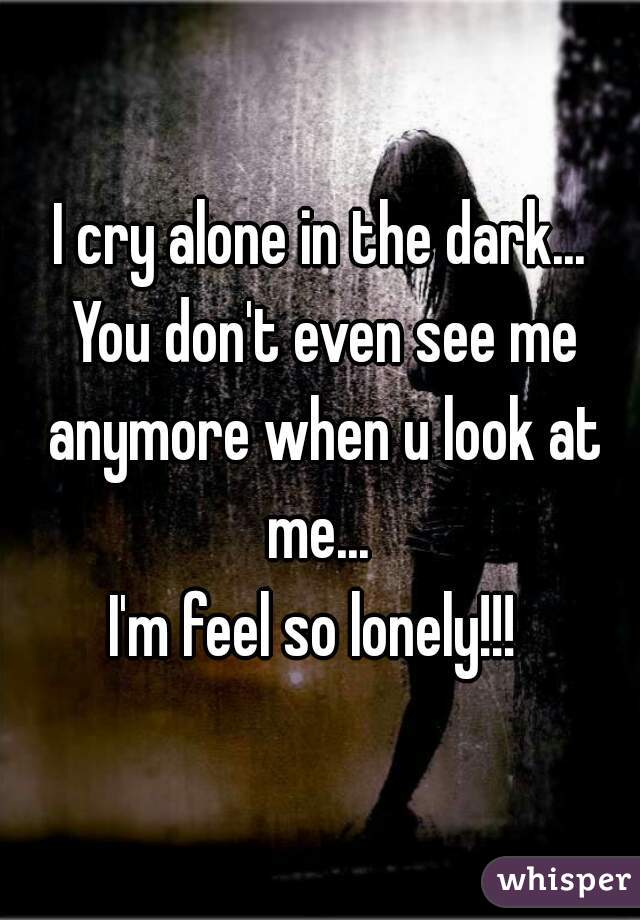 I cry alone in the dark... You don't even see me anymore when u look at me... 
I'm feel so lonely!!! 