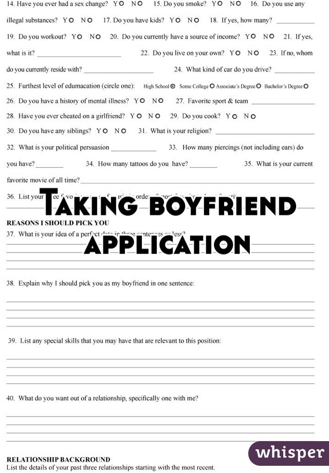 Taking boyfriend application