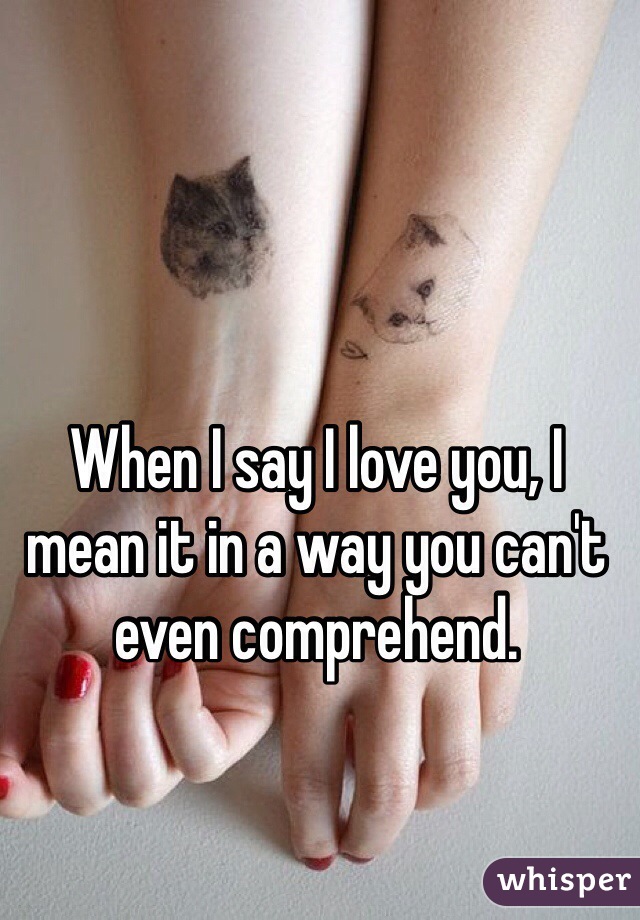 When I say I love you, I mean it in a way you can't even comprehend.