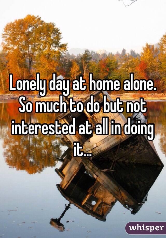Lonely day at home alone. So much to do but not interested at all in doing it...