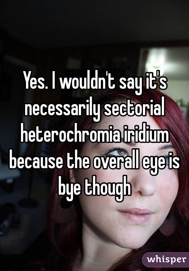 Yes. I wouldn't say it's necessarily sectorial heterochromia iridium because the overall eye is bye though