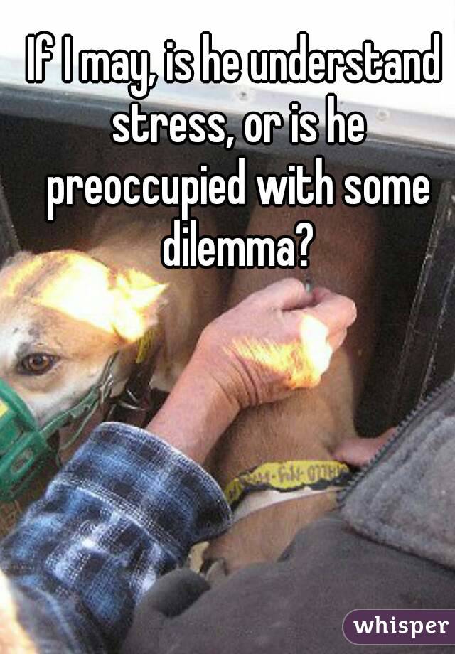If I may, is he understand stress, or is he preoccupied with some dilemma?
