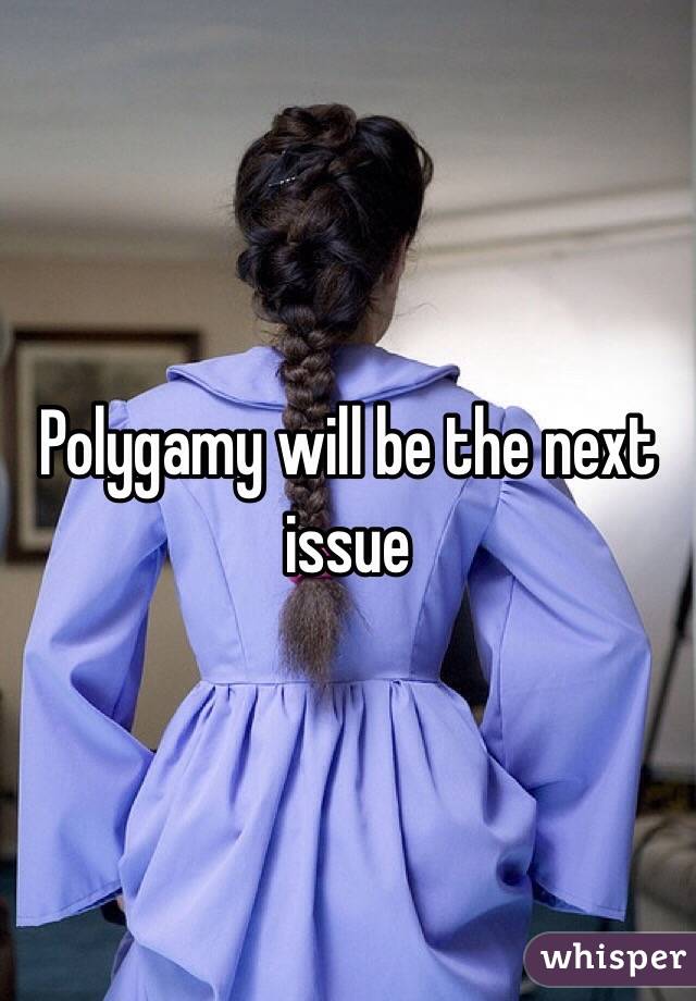 Polygamy will be the next issue