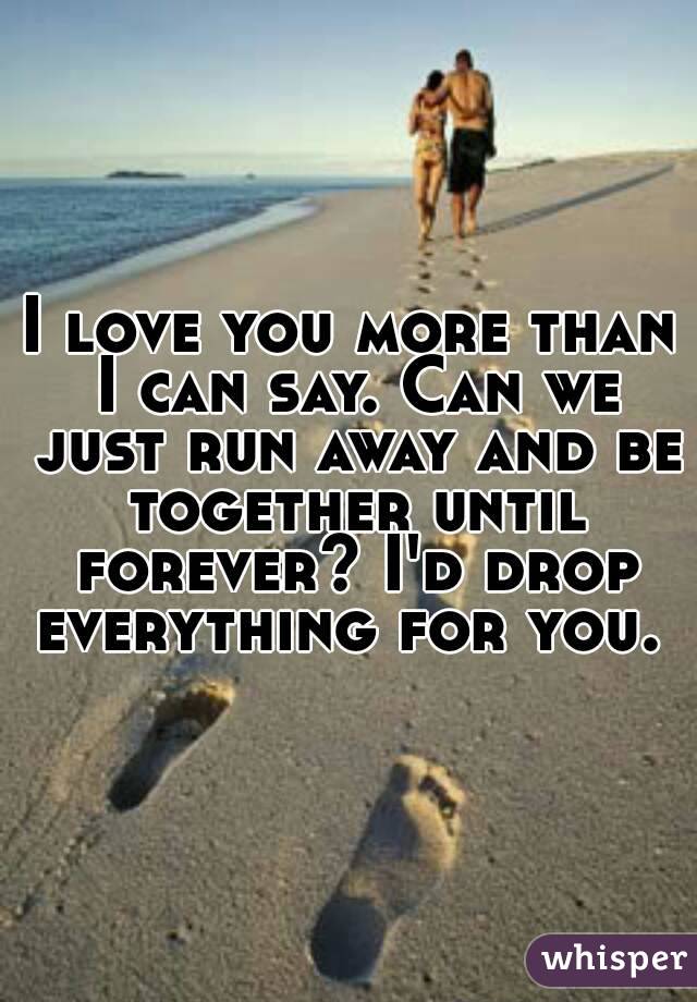 I love you more than I can say. Can we just run away and be together until forever? I'd drop everything for you. 