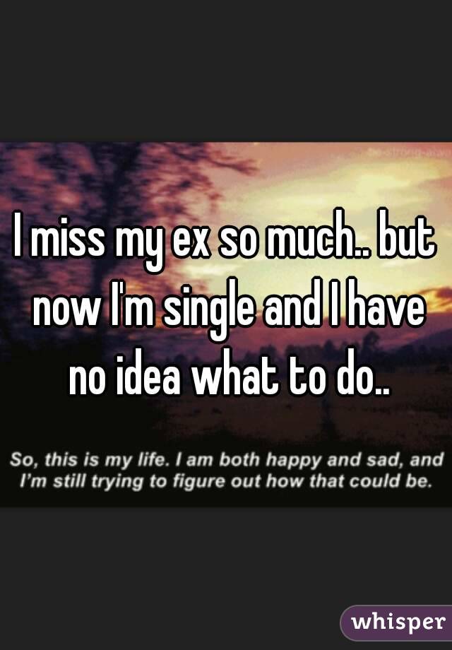 I miss my ex so much.. but now I'm single and I have no idea what to do..
