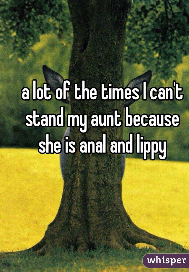 a lot of the times I can't stand my aunt because she is anal and lippy