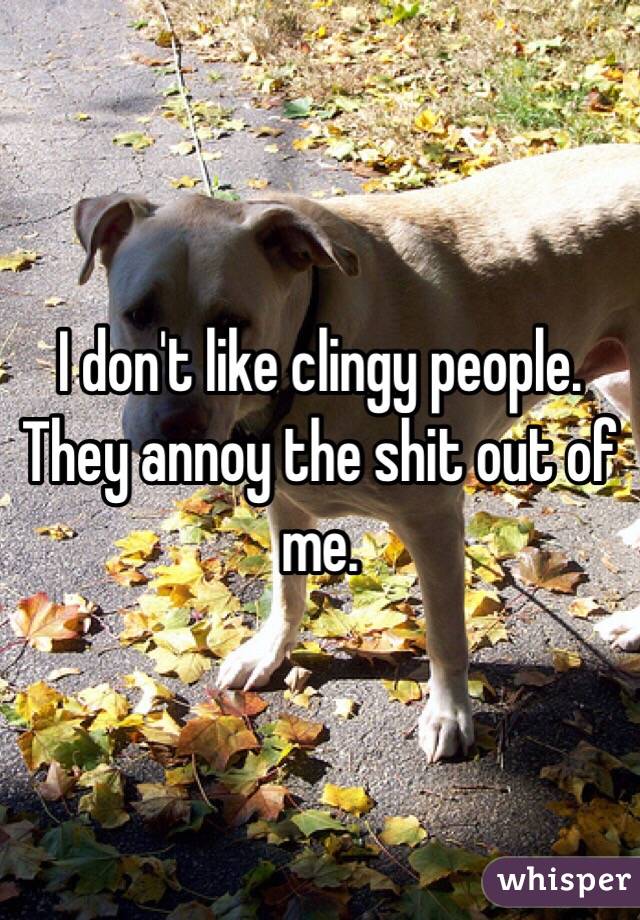 I don't like clingy people. They annoy the shit out of me.