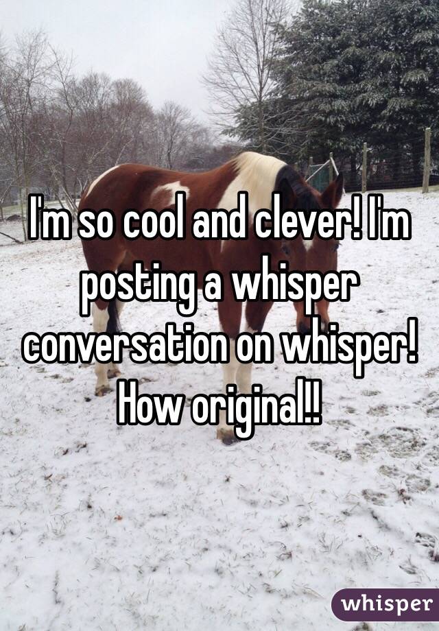 I'm so cool and clever! I'm posting a whisper conversation on whisper!
How original!!