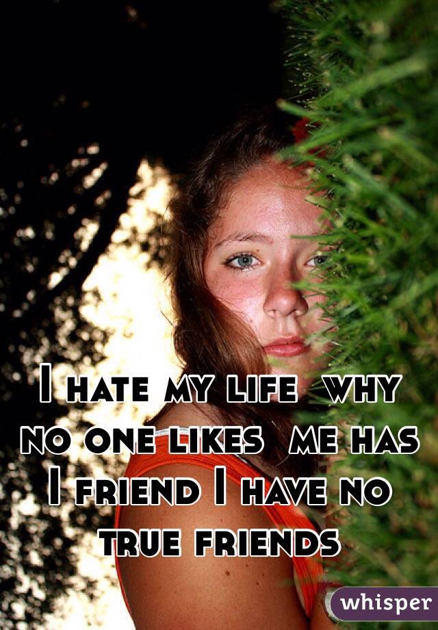 I hate my life  why no one likes  me has I friend I have no true friends 