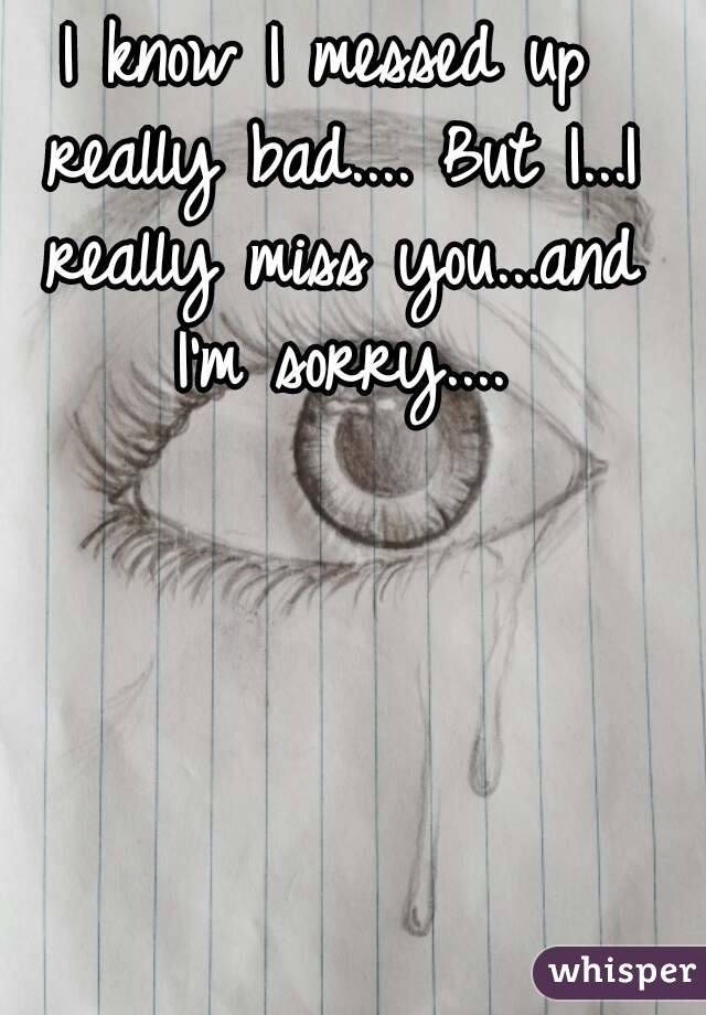 I know I messed up really bad.... But I...I really miss you...and I'm sorry....