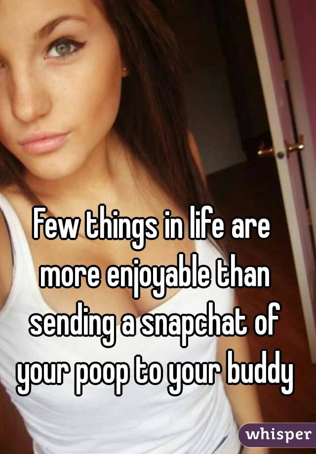 Few things in life are more enjoyable than sending a snapchat of your poop to your buddy