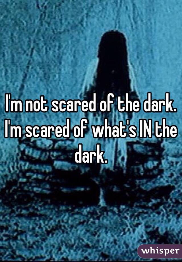 I'm not scared of the dark. I'm scared of what's IN the dark. 