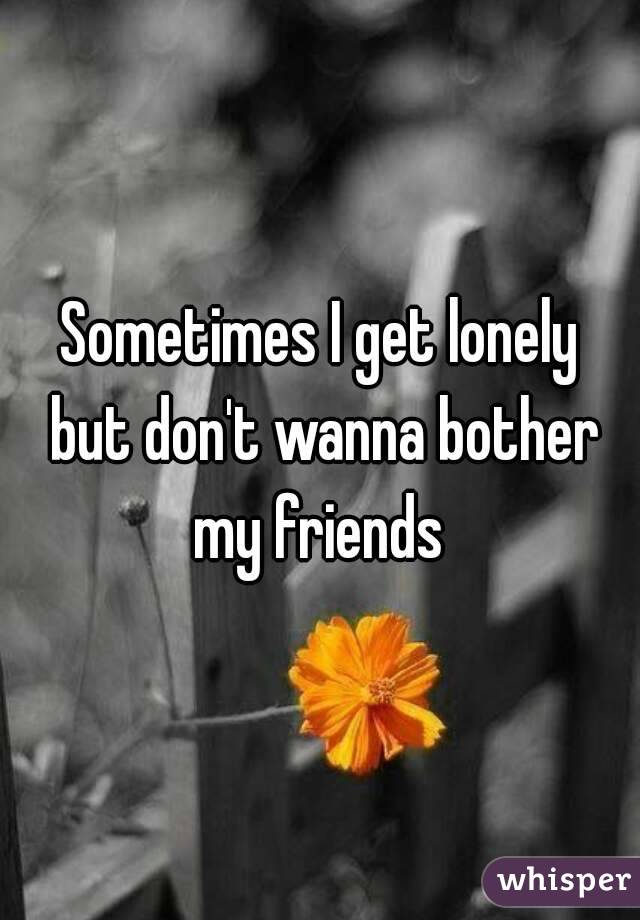 Sometimes I get lonely
 but don't wanna bother my friends 