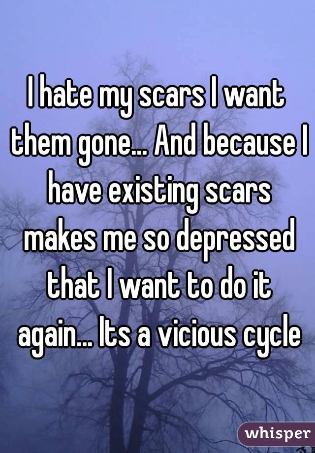 I hate my scars I want them gone... And because I have existing scars makes me so depressed that I want to do it again... Its a vicious cycle